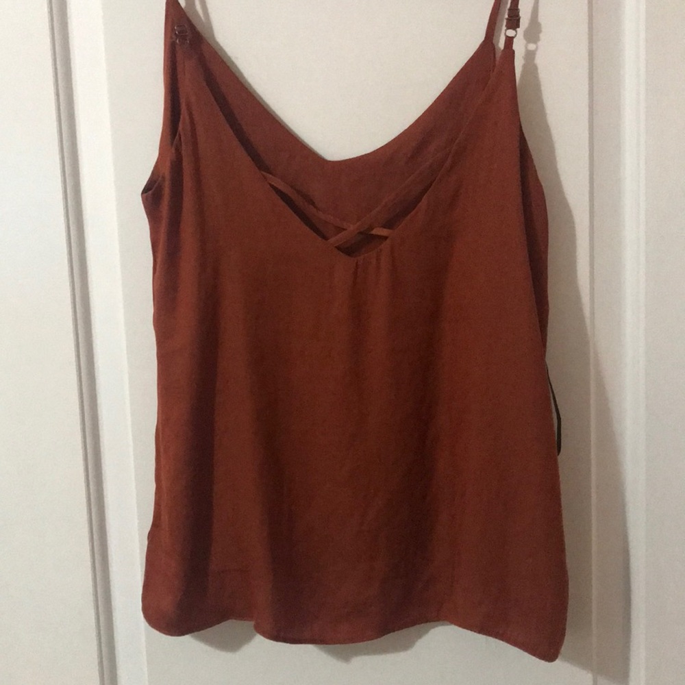 Burnt Orange V Neck Cut Out Blouse